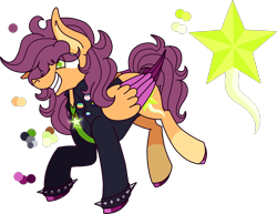 Size: 1634x1261 | Tagged: safe, artist:musical-medic, imported from derpibooru, oc, oc:starlight serenade, pegasus, pony, clothes, colored wings, male, not scootaloo, simple background, solo, spiked wristband, stallion, transparent background, two toned wings, wings, wristband