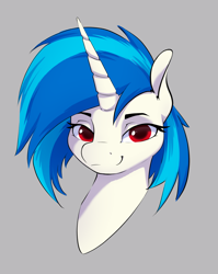 Size: 2317x2917 | Tagged: safe, artist:aquaticvibes, imported from derpibooru, dj pon-3, vinyl scratch, pony, unicorn, bust, female, gray background, head only, high res, mare, red eyes, simple background, solo