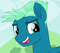 Size: 3088x2760 | Tagged: dead source, safe, artist:cirillaq, imported from derpibooru, sky stinger, pegasus, pony, bust, eyebrows, green eyes, high res, male, movie accurate, open mouth, open smile, portrait, smiling, solo, stallion, two toned mane