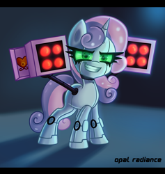 Size: 1800x1900 | Tagged: safe, artist:opal_radiance, imported from derpibooru, sweetie belle, pony, robot, robot pony, unicorn, female, filly, foal, solo, sweetie bot