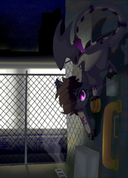 Size: 1800x2500 | Tagged: safe, artist:star-theft, imported from derpibooru, oc, oc only, oc:mathias, dracony, dragon, hybrid, high res, male, purple eyes, shadow, slit pupils, sneaky, solo, upside down, wall climbing