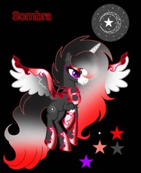 Size: 1124x1380 | Tagged: safe, artist:teonnakatztkgs, imported from derpibooru, oc, oc:sombra, alicorn, pony, alicorn oc, base used, hoof shoes, horn, makeup, smiling, solo, spread wings, stars, wings