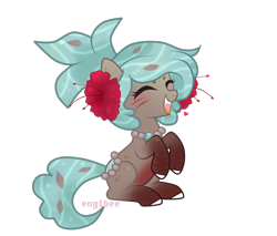 Size: 1207x1027 | Tagged: safe, artist:kaikururu, imported from derpibooru, oc, oc only, earth pony, pony, earth pony oc, flower, flower in hair, open mouth, rearing, simple background, smiling, solo, transparent background