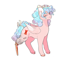 Size: 786x660 | Tagged: safe, artist:xeiphi, imported from ponybooru, cozy glow, pegasus, pony, amputee, female, filly, foal, peg leg, prosthetic leg, prosthetic limb, prosthetics, solo, stone