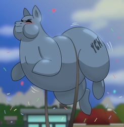 Size: 900x918 | Tagged: safe, imported from derpibooru, oc, balloon pony, inflatable pony, pony, commission, helium inflation, humiliation, inflatable, inflation, parade balloon, public humiliation, your character here