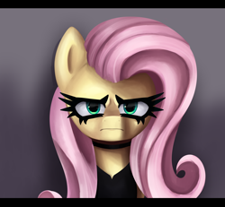 Size: 3600x3324 | Tagged: safe, artist:opal_radiance, imported from derpibooru, fluttershy, pegasus, pony, angry, badass, choker, flutterbadass, looking at you, solo