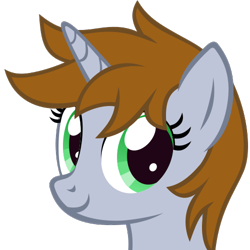 Size: 500x500 | Tagged: safe, artist:the smiling pony, imported from derpibooru, oc, oc only, oc:littlepip, pony, unicorn, fallout equestria, .svg available, brown mane, bust, female, green eyes, horn, looking at you, mare, portrait, show accurate, simple background, smiling, smiling at you, solo, svg, transparent background, unicorn oc, vector