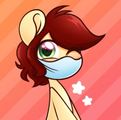 Size: 500x495 | Tagged: safe, artist:ninnydraws, imported from derpibooru, oc, oc:canni soda, earth pony, pony, coronavirus, cute, face mask, female, galacon, heart, heart eyes, mascot, mask, ocbetes, solo, wingding eyes