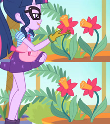 Size: 1920x2160 | Tagged: safe, edit, imported from derpibooru, screencap, sci-twi, twilight sparkle, equestria girls, equestria girls series, my little shop of horrors, boots, clothes, female, flower, legs, plant, shoes, skirt, standing