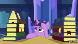 Size: 640x360 | Tagged: safe, edit, edited screencap, editor:quoterific, imported from derpibooru, screencap, twilight sparkle, alicorn, pony, made in manehattan, season 5, animated, book, bored, female, floppy ears, gif, gifs.com, impact font, mare, mawshot, nose in the air, open mouth, solo, text, twilight sparkle (alicorn), twilight's castle, uvula, volumetric mouth, wings