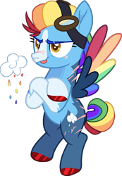 Size: 765x1104 | Tagged: safe, artist:rickysocks, imported from derpibooru, rainbow dash, pegasus, pony, alternate design, crossed hooves, female, mare, scar, simple background, solo, tongue out, transparent background