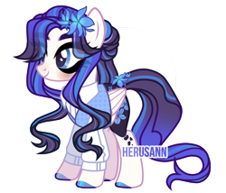 Size: 1280x1097 | Tagged: safe, artist:herusann, imported from derpibooru, oc, oc only, pegasus, pony, base used, clothes, eyelashes, female, flower, flower in hair, hoof polish, mare, pegasus oc, simple background, smiling, solo, transparent background, wings