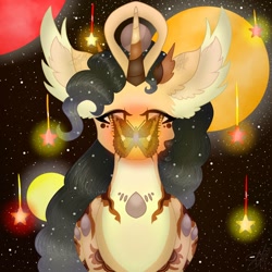 Size: 1500x1500 | Tagged: safe, artist:teonnakatztkgs, imported from derpibooru, oc, oc only, butterfly, pony, commission, ethereal mane, night, starry mane, stars, ych result