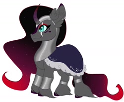 Size: 1436x1176 | Tagged: safe, artist:teonnakatztkgs, imported from derpibooru, king sombra, tempest shadow, oc, oc only, pony, unicorn, ear fluff, eye scar, fusion, horn, scar, simple background, solo, unicorn oc, white background