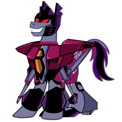 Size: 1200x1200 | Tagged: safe, artist:galeemlightseraphim, imported from derpibooru, pony, robot, robot pony, decepticon, ponified, simple background, smiling, solo, starscream, transformers, transformers animated, transparent background