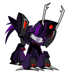 Size: 1200x1200 | Tagged: safe, artist:galeemlightseraphim, imported from derpibooru, pony, robot, robot pony, decepticon, ponified, shockwave, simple background, smiling, solo, transformers, transformers animated, transparent background