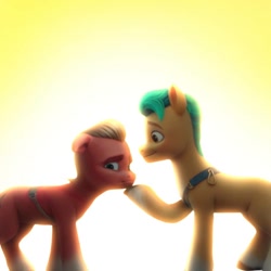 Size: 1080x1080 | Tagged: safe, edit, edited screencap, editor:theglitchyme, imported from derpibooru, screencap, hitch trailblazer, sprout cloverleaf, earth pony, pony, bright, g5, gay, hitchsprout, male, my little pony: a new generation, shipping, stallion