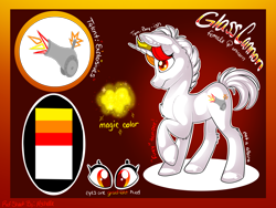 Size: 2224x1668 | Tagged: safe, artist:mychelle, imported from derpibooru, oc, oc:glass cannon, pony, unicorn, female, mare, reference sheet, solo