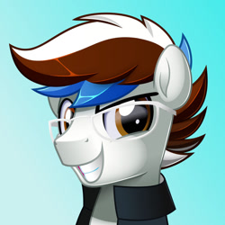 Size: 800x800 | Tagged: safe, artist:jhayarr23, imported from derpibooru, oc, oc:soul beat, pony, bust, glasses, male, portrait, solo, stallion