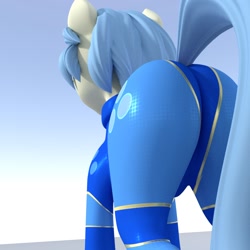 Size: 1080x1080 | Tagged: safe, artist:styroponyworks, imported from derpibooru, oc, oc:ultramare, pony, 3d, butt, clothes, female, leotard, mare, plot, solo, superhero, ultrabutt