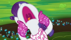 Size: 1920x1080 | Tagged: safe, imported from derpibooru, screencap, rarity, pony, season 8, the end in friend, spoiler:s08, boots, female, glitter boots, mare, mawshot, nose in the air, open mouth, screaming, shoes, solo, uvula, volumetric mouth