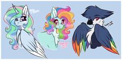 Size: 1920x945 | Tagged: safe, artist:krypticquartz, imported from derpibooru, oc, oc only, hippogriff, deviantart watermark, interspecies offspring, magical lesbian spawn, obtrusive watermark, offspring, parent:gilda, parent:minty, parent:rainbow dash, parent:rainbow dash (g3), parent:trixlestia, parents:gildash, parents:mintydash, watermark