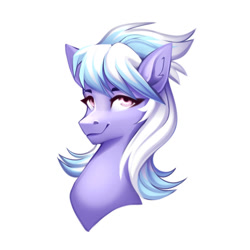 Size: 800x800 | Tagged: safe, artist:buvanybu, imported from derpibooru, cloudchaser, pegasus, pony, bust, female, mare, portrait, simple background, smiling, solo, two toned mane, white background