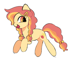 Size: 640x552 | Tagged: safe, artist:risswm, imported from derpibooru, oc, oc only, earth pony, pony, female, hair tie, hairclip, mare, open mouth, open smile, simple background, smiling, solo, white background