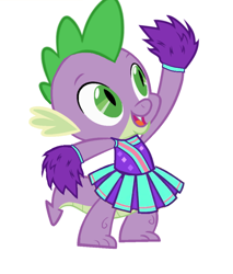 Size: 672x788 | Tagged: safe, artist:swiftgaiathebrony, edit, imported from derpibooru, vector edit, spike, dragon, cheerleader, cheerleader outfit, cheerleader spike, clothes, crossdressing, cute, male, male cheerleader, simple background, solo, spikabetes, vector, white background