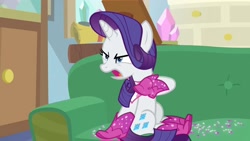 Size: 1920x1080 | Tagged: safe, imported from derpibooru, screencap, rarity, pony, the end in friend, boots, glitter boots, shoes, solo, starlight's office