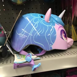 Size: 1061x1061 | Tagged: safe, imported from derpibooru, izzy moonbow, pony, unicorn, g5, helmet, irl, merchandise, my little pony: a new generation, photo, walmart