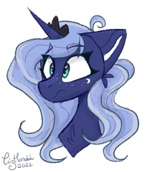 Size: 631x733 | Tagged: safe, artist:tizhonolulu, imported from derpibooru, princess luna, alicorn, pony, chest fluff, crown, female, filly, horn, jewelry, regalia, solo, woona, younger