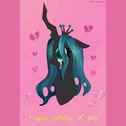 Size: 1080x1080 | Tagged: safe, artist:sparrowstarr, imported from derpibooru, queen chrysalis, changeling, changeling queen, better source needed, broken hearts, crying, female, profile, solo