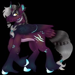 Size: 1500x1500 | Tagged: safe, artist:teonnakatztkgs, imported from derpibooru, oc, oc only, alicorn, pony, alicorn oc, black background, horn, male, simple background, stallion, wings