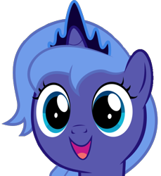 Size: 534x583 | Tagged: safe, artist:dassboshit, artist:eiti3, artist:karmakstylez, editor:dassboshit, editor:eiti3, imported from derpibooru, princess luna, alicorn, pony, adorable face, blue eyes, bust, crown, cute, female, filly, foal, happy, horn, jewelry, lunabetes, open mouth, open smile, paintdotnet, portrait, princess, regalia, simple background, smiling, solo, transparent background, woona, younger