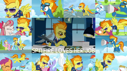 Size: 1280x721 | Tagged: safe, edit, edited screencap, editor:quoterific, imported from derpibooru, screencap, angel wings, bulk biceps, cloudchaser, lightning dust, meadow flower, mercury, rainbow dash, scootaloo, spitfire, starry eyes (character), sunshower raindrops, thunderlane, pegasus, pony, newbie dash, season 3, season 6, season 8, the washouts (episode), top bolt, wonderbolts academy, spoiler:s08, bitchfire, blowing whistle, clothes, female, filly, foal, full body wing and hoof cast drinking through a straw, male, mare, necktie, spitfire's office, spitfire's whistle, stallion, sunglasses, that pony sure does love whistles, uniform, whistle, whistle necklace, wonderbolts dress uniform, yelling