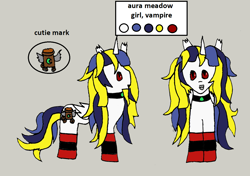 Size: 1246x875 | Tagged: safe, artist:ask-luciavampire, imported from derpibooru, oc, oc:aura meadow, undead, vampire, vampony, ask ponys gamer club, female, tumblr