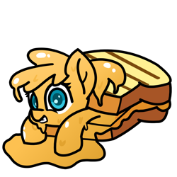 Size: 1500x1500 | Tagged: safe, artist:exoticeon, imported from derpibooru, oc, oc only, food pony, pony, cheese, cheese pony, female, food, grilled cheese, ponified, sandwich, simple background, solo, transparent background