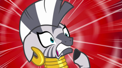 Size: 1280x720 | Tagged: safe, imported from derpibooru, screencap, zecora, pony, zebra, it isn't the mane thing about you, season 7, gritted teeth, holy shit, omg, reaction image, shocked, shocked expression, solo, wtf