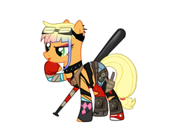 Size: 3636x2685 | Tagged: safe, artist:idkhesoff, derpibooru exclusive, imported from derpibooru, applejack, earth pony, pony, alternate hairstyle, bandage, baseball bat, belt, boots, choker, clothes, cosplay, costume, crossover, dc comics, dc future slate, eyeshadow, female, fingerless gloves, future slate, gloves, goggles, grenade, harley quinn, knee pads, knife, lipstick, makeup, mare, ripped stockings, shoes, shorts, simple background, socks, solo, spiked choker, stockings, tanktop, thigh highs, torn clothes, torn socks, transparent background