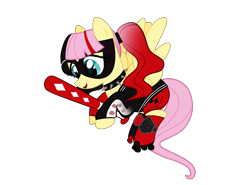 Size: 3636x2685 | Tagged: safe, artist:idkhesoff, derpibooru exclusive, imported from derpibooru, fluttershy, pegasus, pony, alternate hairstyle, baseball bat, boots, choker, clothes, cosplay, costume, crossover, dc comics, female, flying, harley quinn, jacket, knee pads, lipstick, makeup, mare, mask, roller skates, shoes, shorts, simple background, socks, solo, spiked choker, the lego batman movie, transparent background