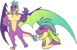 Size: 1600x1045 | Tagged: safe, artist:renhorse, imported from derpibooru, spike, dragon, alternate design, oh no he's hot, older, simple background, solo, transparent background, winged spike, wings