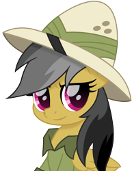 Size: 1156x1500 | Tagged: safe, artist:cloudy glow, imported from derpibooru, daring do, pegasus, pony, bust, cute, daring dorable, female, hat, looking at you, mare, movie accurate, pith helmet, png, shiny eyes, simple background, smiling, solo, transparent background, vector