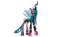 Size: 1920x1200 | Tagged: safe, artist:aonatsu_ki, edit, imported from derpibooru, vector edit, queen chrysalis, changeling, changeling queen, comic:insane filly rarity, blushing, bow, changeling horn, clothes, collar, cringealis, cute, cutealis, female, hair bow, heart, horn, insect wings, knife, looking at you, op is on drugs, ribbon, shoes, simple background, socks, solo, solo female, spread wings, transparent background, vector, wings