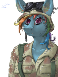 Size: 2448x3264 | Tagged: safe, artist:commissar-cuddles, imported from derpibooru, rainbow dash, anthro, goggles, nightmare fuel, solo