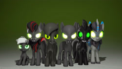 Size: 3840x2160 | Tagged: safe, artist:fireemerald123, imported from derpibooru, oc, oc only, oc:doom, oc:eclipse, oc:jubilant, oc:occulant truth, oc:rose, oc:smokey, oc:voice, pegasus, 3d, source filmmaker, the perfect shape, void entity, voidpunk