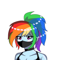 Size: 2000x2000 | Tagged: safe, artist:artevi, imported from derpibooru, rainbow dash, equestria girls, bust, mask, ponytail, simple background, solo, transparent background
