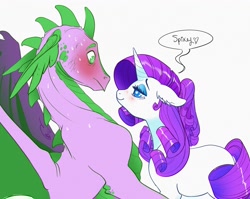 Size: 2942x2338 | Tagged: safe, artist:opalacorn, imported from derpibooru, rarity, spike, dragon, pony, duo, female, male, older, older spike, shipping, sparity, straight