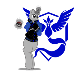 Size: 1200x1200 | Tagged: safe, artist:galeemlightseraphim, imported from derpibooru, articuno, pony, bipedal, glowing, glowing horn, horn, legendary pokémon, magic, poké ball, pokémon, simple background, telekinesis, transparent background