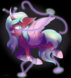 Size: 1170x1280 | Tagged: safe, artist:brybrychan, imported from derpibooru, oc, oc only, alicorn, pony, alicorn oc, crying, female, horn, mare, possession, solo, tentacles, wings